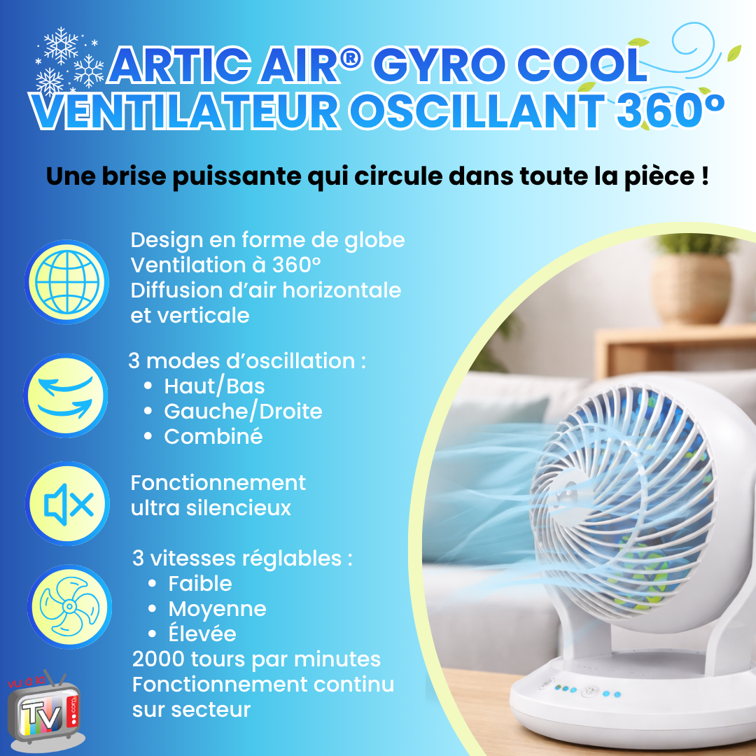 Ventilateur Portable Oscillant 360° Arctic Air